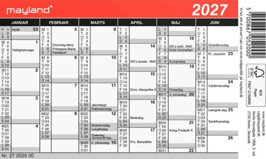 Mayland Mini kalender 2027
