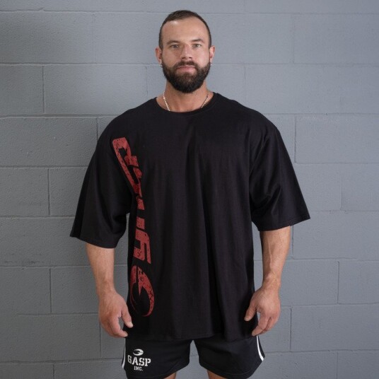 Gasp Iron Tee Black/Red Svart/röd X large