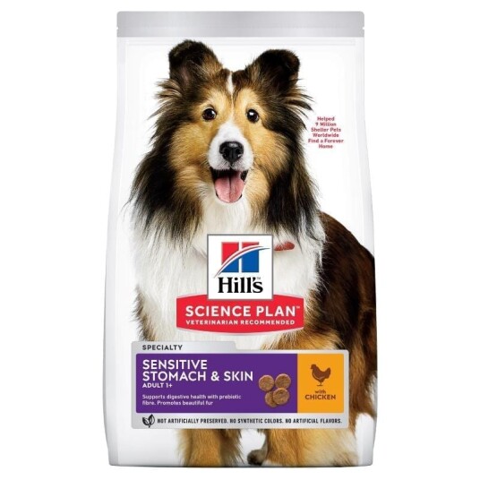 Hill's Sensitive Stomach & Skin Medium Hundefôr med Kylling 12KG