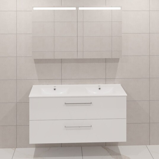 Dansani Mido+ Møbelpakke Servantskap med Servant Hvit Matt / 120cm Dobbel Top Speilskap