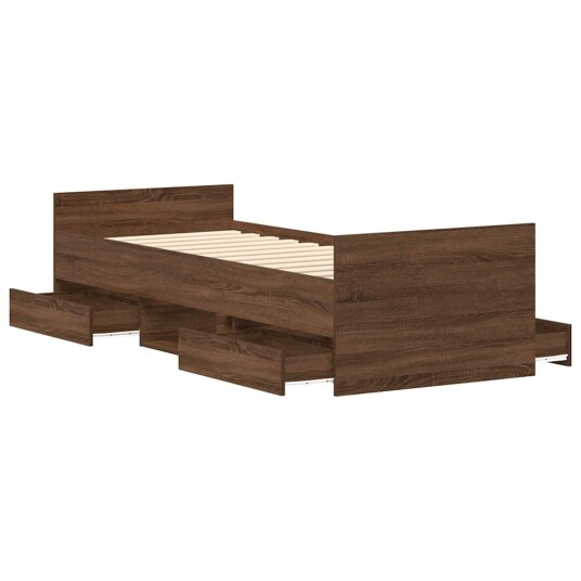 vidaXL Sengeramme med hode- og fotgavl brun eik 90x190 cm 8721012157729