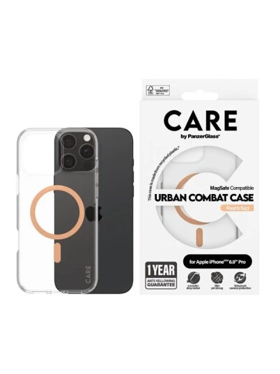 CARE by PanzerGlass Urban Combat MagSafe Mobildeksel i Fersken for iPhone 16 Pro Max