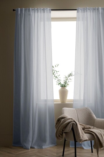 Ellos Home   Gardin med multibånd Lara 2 pk   Blå