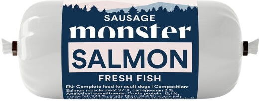 Monster Pet Food Laks Pølse 80 g - Våtfôr til Hund