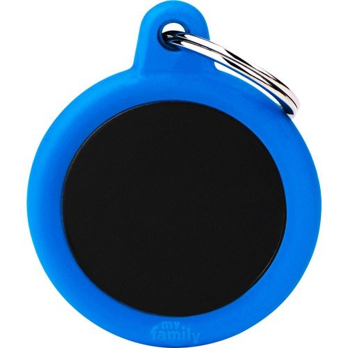 Myfamily Hushtag Sirkel Id Tag-Aluminium Med Plast Kant Sort/Blå