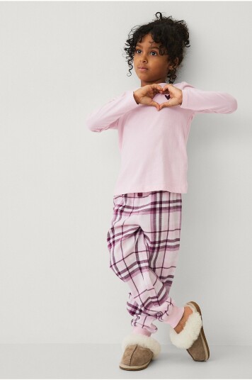 Ellos Collection Pysjsett i flanell og jersey Rosa