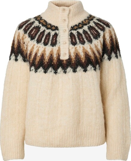 YAS   Genser Yasdomina Ls Wool Blend Knit Pullov   Beige