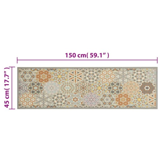 Kjøkkenteppe vaskbar Hexagon pastell 45x150 cm fløyel 8721012919051