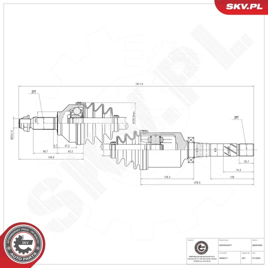 Esen Skv Drivaksel ESEN SKV 40SKV062