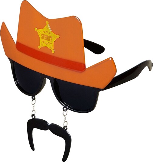 Cowboybriller med Brun Hatt og Bart