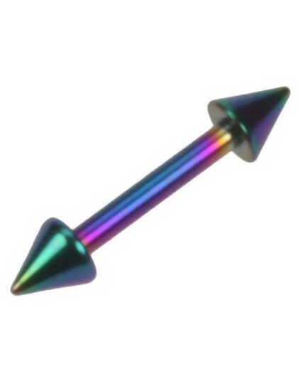 Utgått Rett Flerfarget Øyenbrynspiercing med Spike Kuler 12 x 8 mm