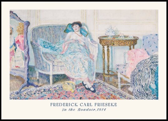 In the Boudoir Feminine Interior Impressionist Frederick Carl Frieseke 1914 Plakat Plakat / 100x150cm In the Boudoir Feminine Interior Impressionist Frederick Carl Frieseke 1914 Plakat Plakat / 100x150cm