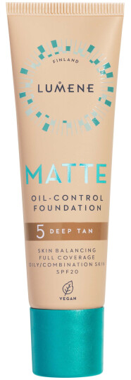 Lumene Matte Oil-Control Foundation SPF 20 5 Deep Tan 30 ml Vegansk