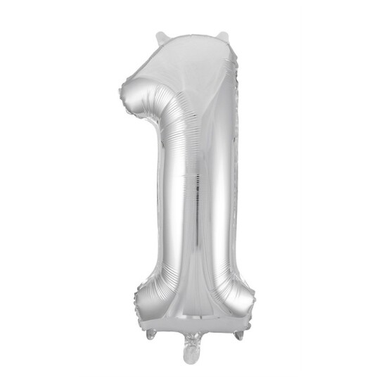 Folie Ballong Sølv 86 cm - Tallet 1