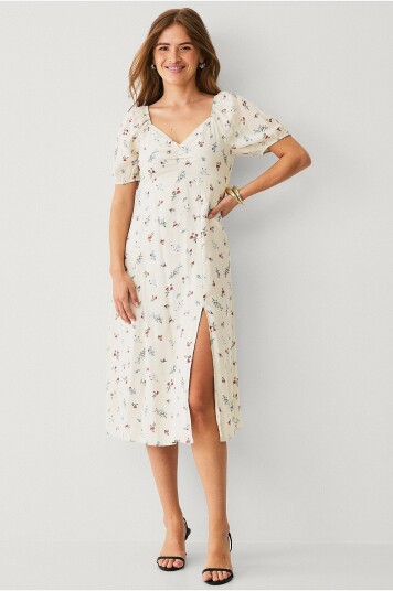 Vila Kjole viHavanne Rima S/S Midi Dress Hvit
