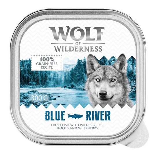 Økonomipakke Wolf Of Wilderness Adult 24 X 300 G 24 X 300 G: Blue River Fisk