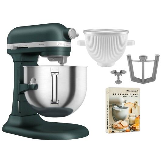 KitchenAid Artisan 5KSM70SHXE kjøkkenmaskin 6,6 liter + 5KSMICM Ice Cream Maker, pebbled palm KitchenAid Artisan 5KSM70SHXE kjøkkenmaskin 6,6 liter + 5KSMICM Ice Cream Maker, pebbled palm