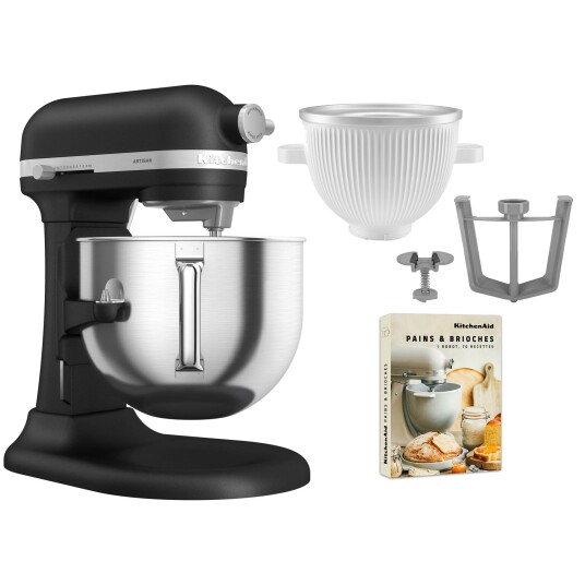 KitchenAid Artisan 5KSM70SHXE kjøkkenmaskin 6,6 liter + 5KSMICM Ice Cream Maker, imperial black KitchenAid Artisan 5KSM70SHXE kjøkkenmaskin 6,6 liter + 5KSMICM Ice Cream Maker, imperial black