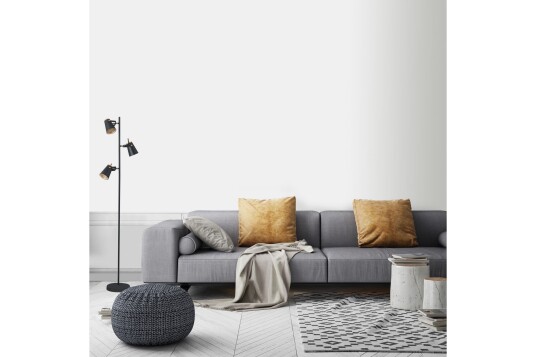 Trio Lighting Edward gulvlampe 3xE14 med svart / gull Svart/Gull