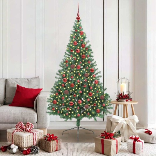 Kunstig Forhåndsopplyst Juletre med 300 LED grønn 180 cm PVC