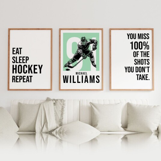 Personlig plakat Hockeysitater / Sett med 3