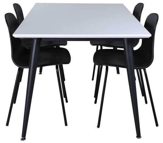 Venture Design Jimmy & Arctic spisegruppe Svart/hvit 4 stoler & bord 150 x 90 cm