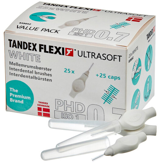 25 stk. Tandex Flexi ULTRASOFT Gap børster ISO 1 HVIT