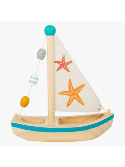 Small Foot Bath Toy Wooden Sailboat Starfish Small Foot Bath Toy Wooden Sailboat Starfish