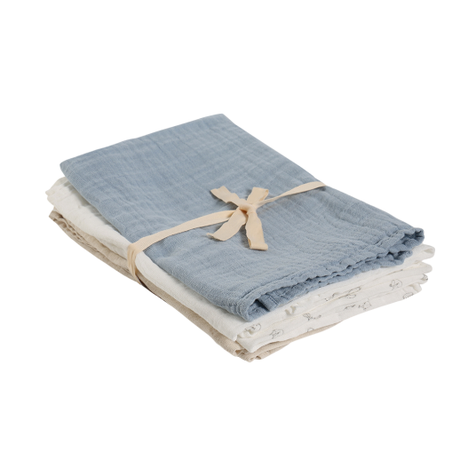 Pippi Ashley Blue Muslin Cloth 3 Pack