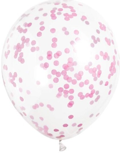 Unique 6 stk 30 cm Gjennomsiktige Ballonger med Rosa Konfetti 58107
