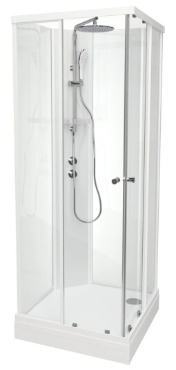 Vikingbad Sofia Rett Pluss Dusjkabinett Hvit Matt / 80x80cm Glass