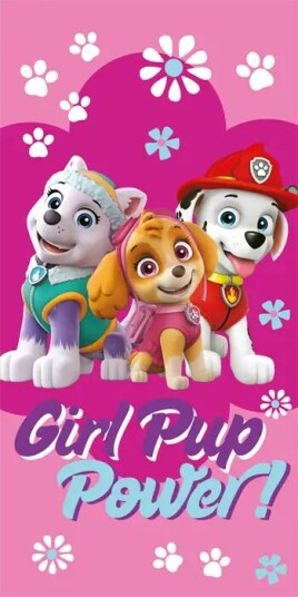 Licens Badehåndkle - 70x140 cm - Paw patrol - Girl pup power - Mykt barnehåndkle