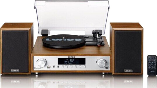 Lenco MC-160WD Bluetooth Platespiller med Høyttalere og DAB+/FM Radio i Tre
