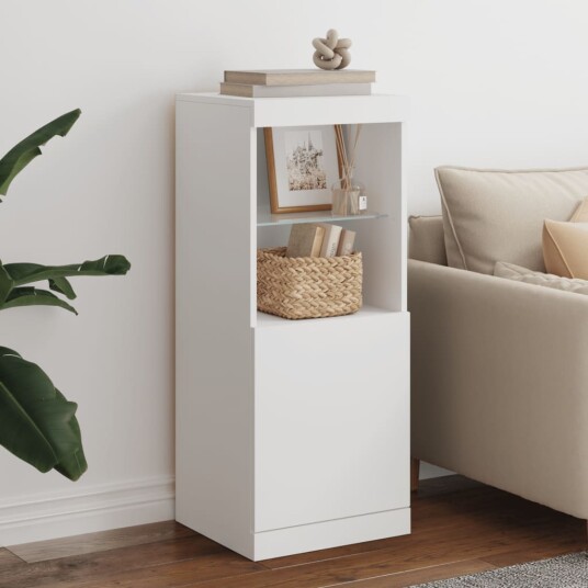 vidaXL Skjenk med LED-lys hvit 41x37x100 cm