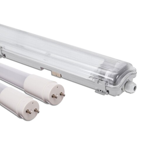 Limea T8 LED dobbelarmatur Inkl. 2x9W 60cm LED rør IP65 vanntett Dimbar : Ikke dimbar Kulør : Kald