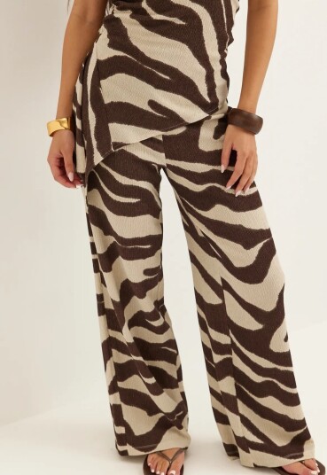 Bubbleroom Structure Wide Trousers Brown XS Bubbleroom Structure Wide Trousers Brown XS