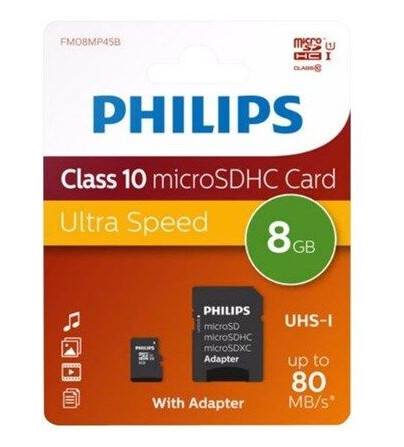 Philips FM08MP45B - flash memory card - 8 GB - microSDHC UHS-I