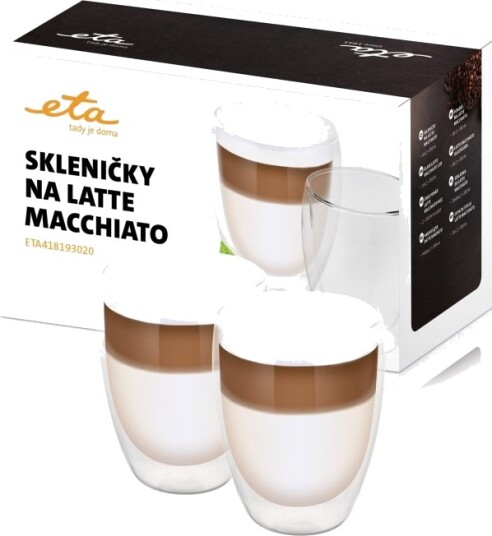 Eta | Latte Macchiato Glasses | Eta418193020 | For Coffee | 2 PcS | Dishwasher Proof Eta | Latte Macchiato Glasses | Eta418193020 | For Coffee | 2 PcS | Dishwasher Proof