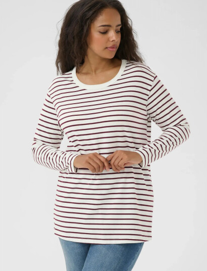 Kaffe Curve Kcwinni Ls T-Shirt - Burgundy - S Kaffe Curve Kcwinni Ls T-Shirt - Burgundy - S