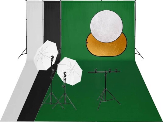  Fotostudiosett med lyssett bakgrunn og reflektor