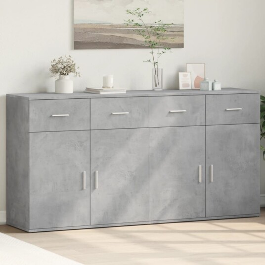 Skjenker 2 stk betonggrå 79x38x80 cm konstruert tre Skjenker 2 stk betonggrå 79x38x80 cm konstruert tre