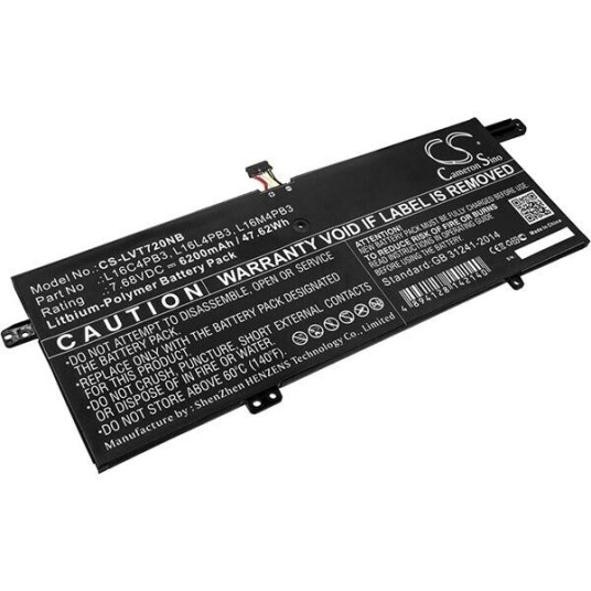 Lenovo Ideapad 720S-13IKB batteri (6200 mAh 7.68 V, Sort)