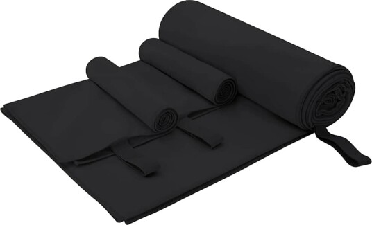 vidaXL Sports håndklesett 3 stk. Svart 210 x 100 cm