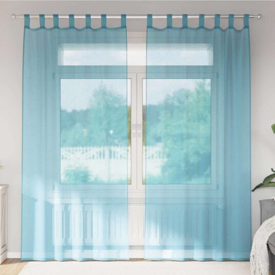 vidaXL Voile gardiner med stanglommer 2 stk turkis