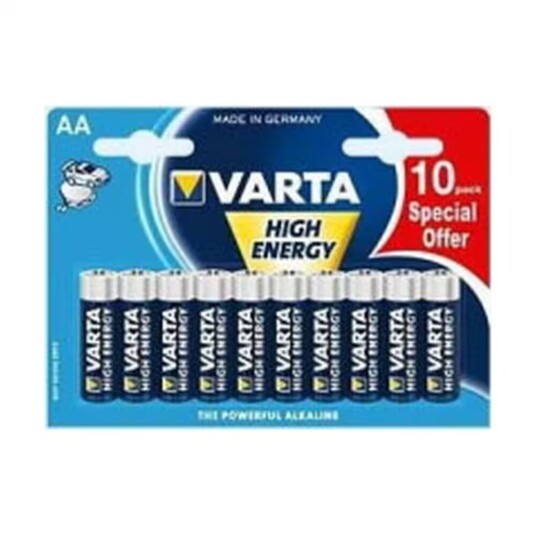 Varta High Energy AA Alkalisk Batteri 10-pakning med 2900 mAh Varta High Energy AA Alkalisk Batteri 10-pakning med 2900 mAh