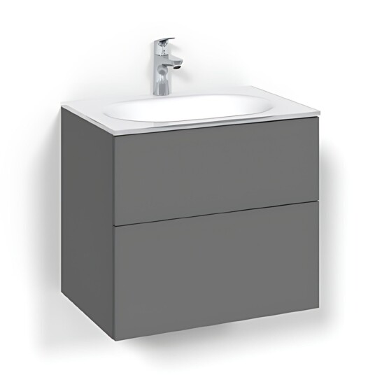 Macro Design Crown Plain/push-open Servantskap 2-skuff - med Glasservant Antrasitt / 60cm Glass Edge Hvit Macro Design Crown Plain/push-open Servantskap 2-skuff - med Glasservant Antrasitt / 60cm Glass Edge Hvit