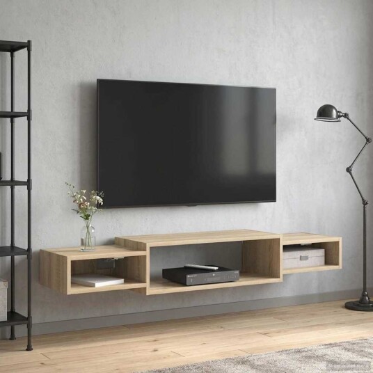 vidaXL Vegghengt TV-skap Veggmontert Sonoma eik 140 x 28 x 21 cm