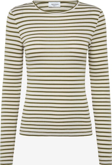 Gina Tricot Tight Fit Long Sleeve Top WHITE/GREEN STRIPE XXS