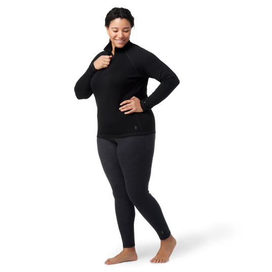 Smartwool Women"s Classic Thermal Merino Base Layer 1/4 Zip Boxed Black L