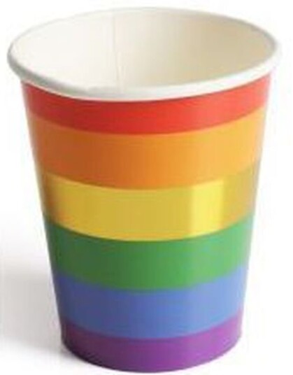 10 stk Regnbuekopper med Foliert Gullstripe 266 ml Golden Rainbow